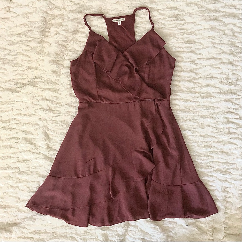 CHARLOTTE RUSSE Maroon Pink Flared Mini Dress, Size M